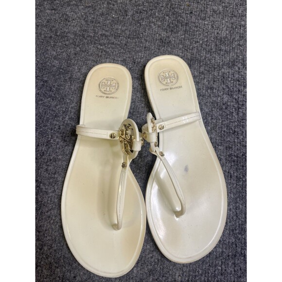 Tory Burch Mini Miller Flat Jelly Thong Sandals Womens US 8M Ivory - Picture 1 of 6